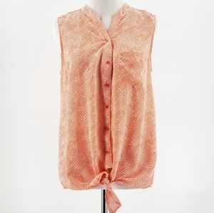 Joie Basket Weave Silk Sleeveless Blouse Orange Size XS